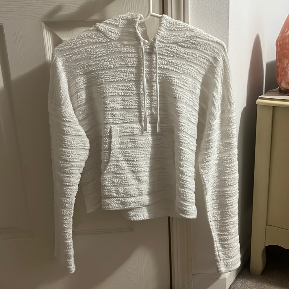 White Cropped Hoodie